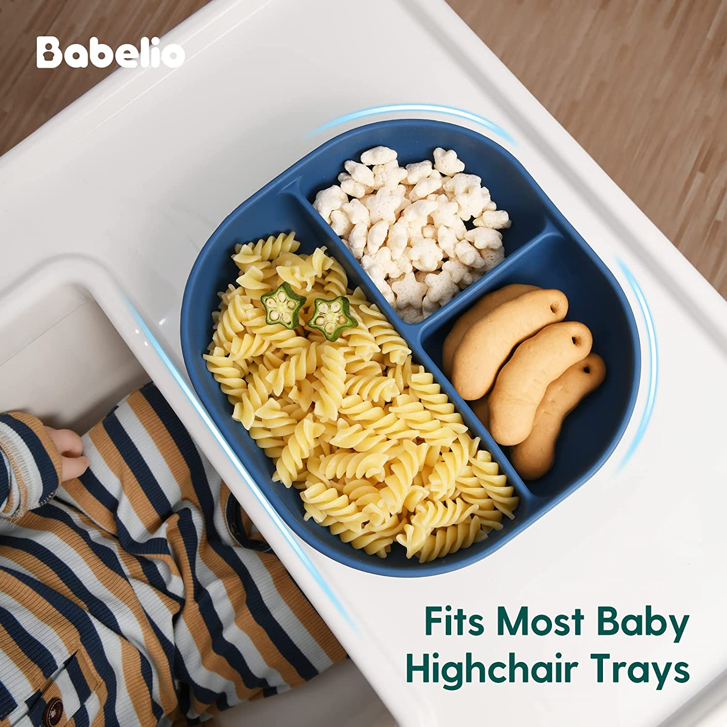 Babelio Suction Plates for Babies & Toddlers, Silicone Divided Baby Dish, Self Feeding Supplies for