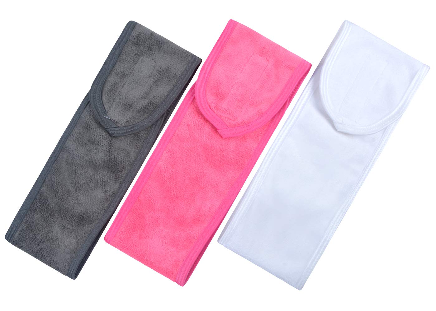Sinland Spa Headband for Women 3 Counts Adjustable Makeup Hair Band with Magic Tape ,Head Wrap for F