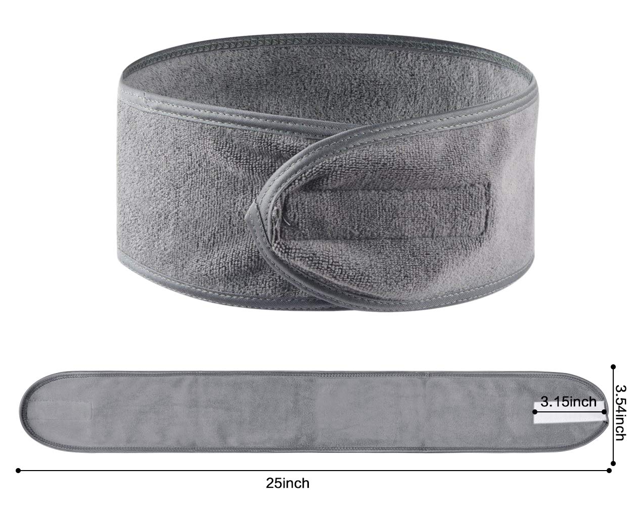 Sinland Spa Headband for Women 3 Counts Adjustable Makeup Hair Band with Magic Tape ,Head Wrap for F