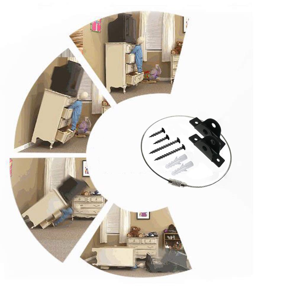 Hvanam Furniture Straps For Baby Proofing And Child Proofing, Metal Furniture Wall Anchors Anti-Tip 