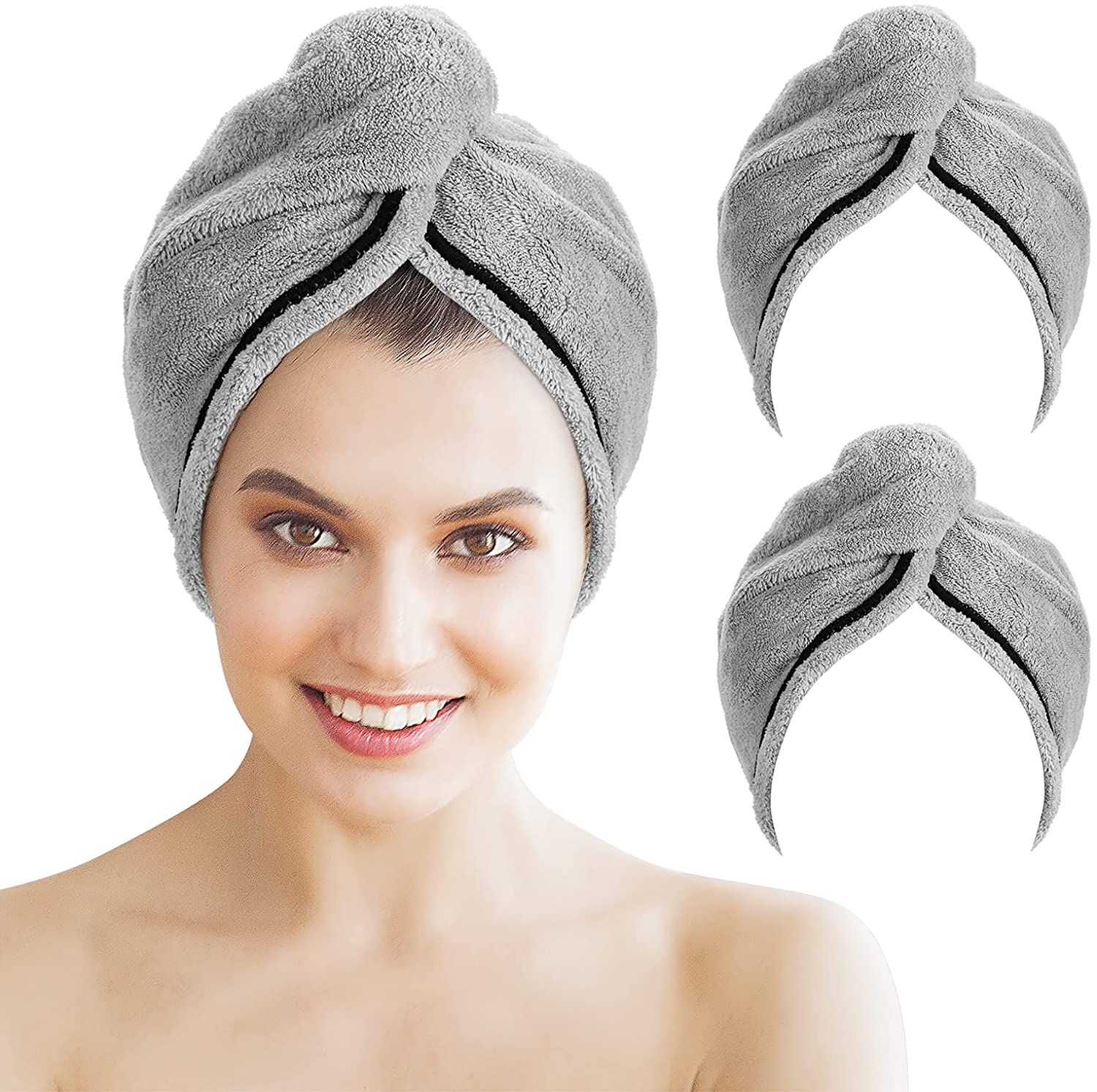AmazerBath Hair Towel, Microfiber Hair Towel Wrap for Women, Curly Hair Drying Towels for Long Hair