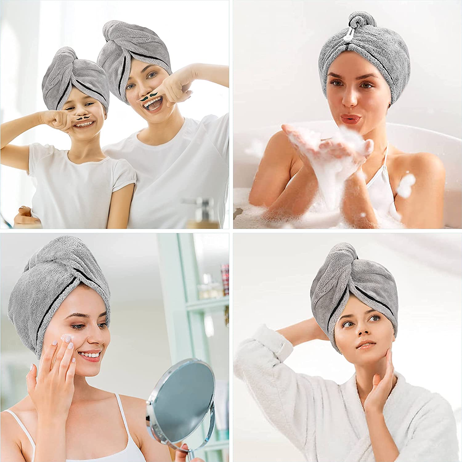 AmazerBath Hair Towel, Microfiber Hair Towel Wrap for Women, Curly Hair Drying Towels for Long Hair