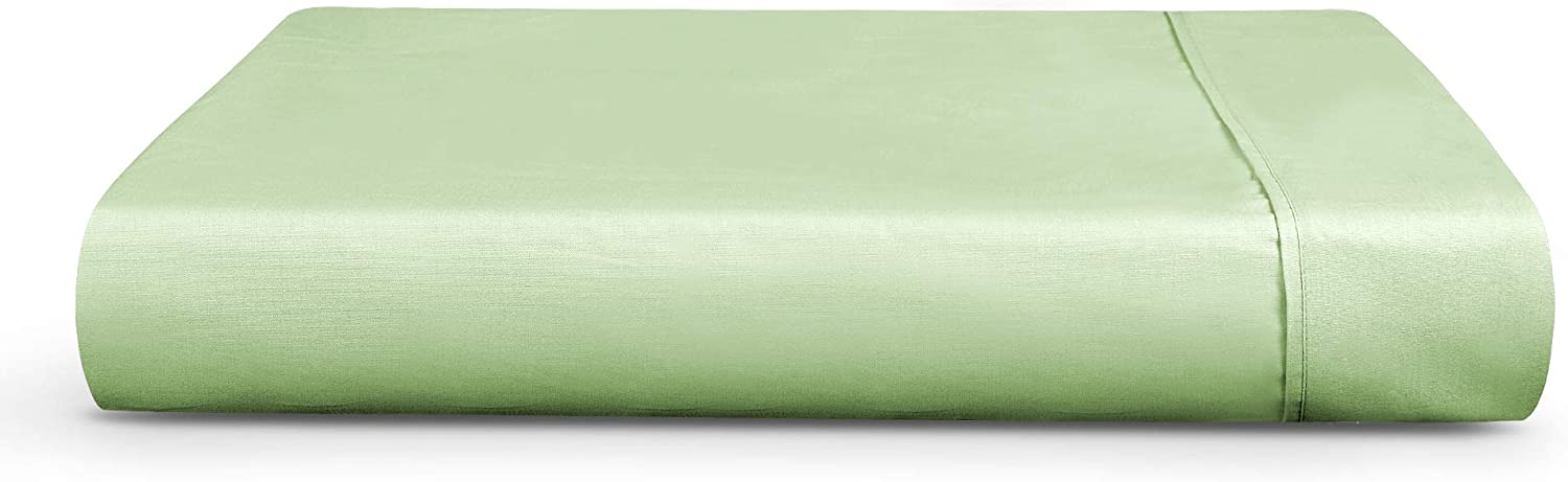 300 Thread Count 100% Cotton Celdon Green Full Size Sateen Weave Flat Sheets Highly Breathable, Easy