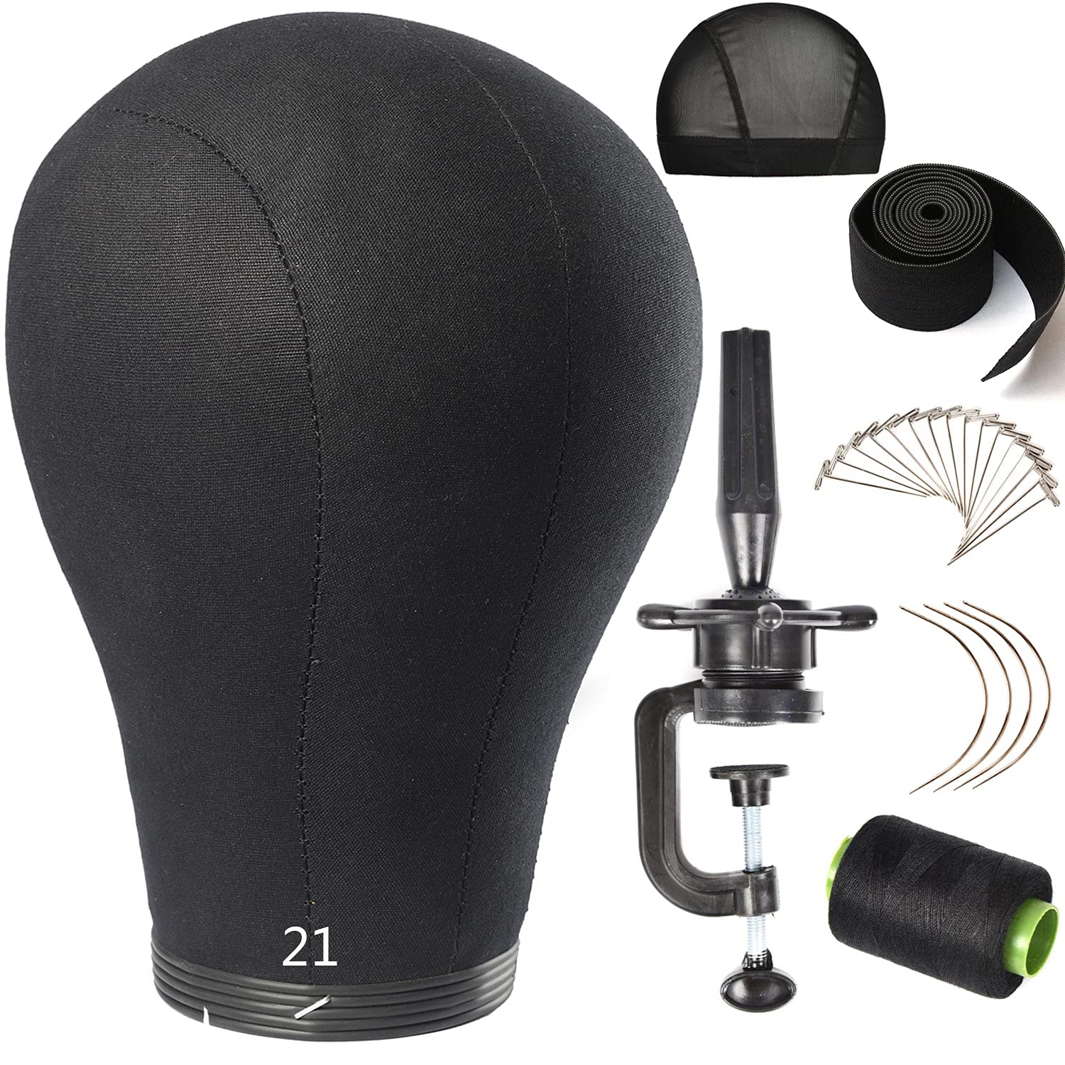 ZGCY 21 Inch Wig Head Cork Canvas Block Head Mannequin Head With Stand for Making Wigs (21’’-24