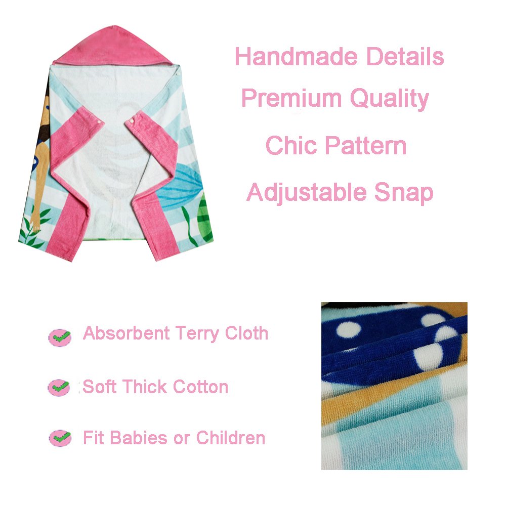 Violet Mist Cotton Kid Hooded Bath Towel Beach Poncho Towel for Girl (Mermaid)