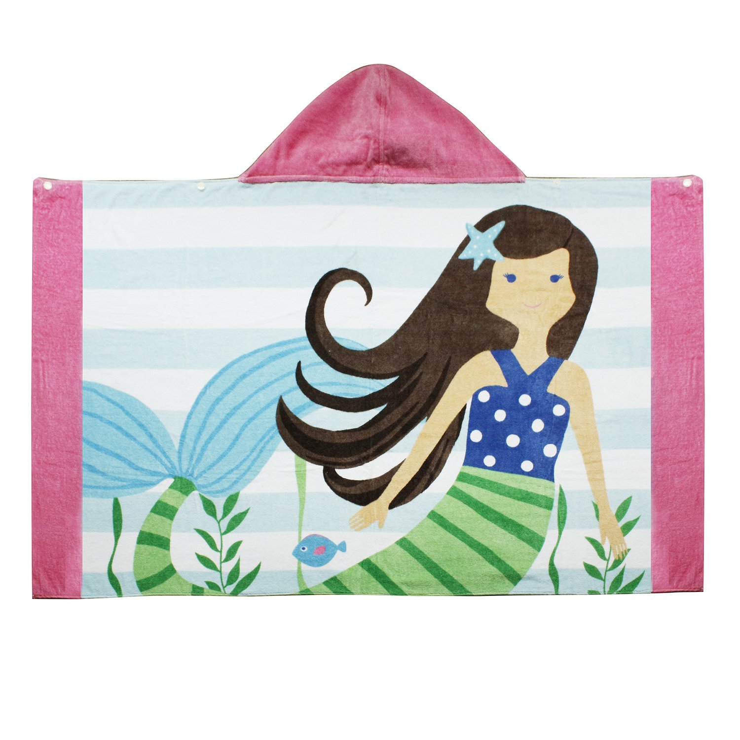 Violet Mist Cotton Kid Hooded Bath Towel Beach Poncho Towel for Girl (Mermaid)