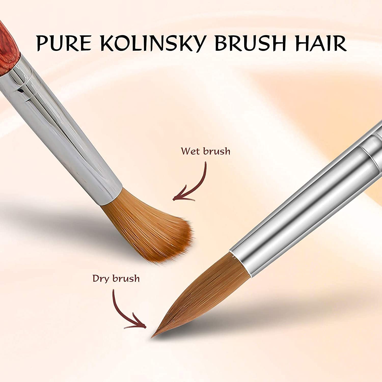 Aokitec Acrylic Nail Brush Set for Acrylic Powder, Nail Brush for Acrylic Application, 100% Oval Kol