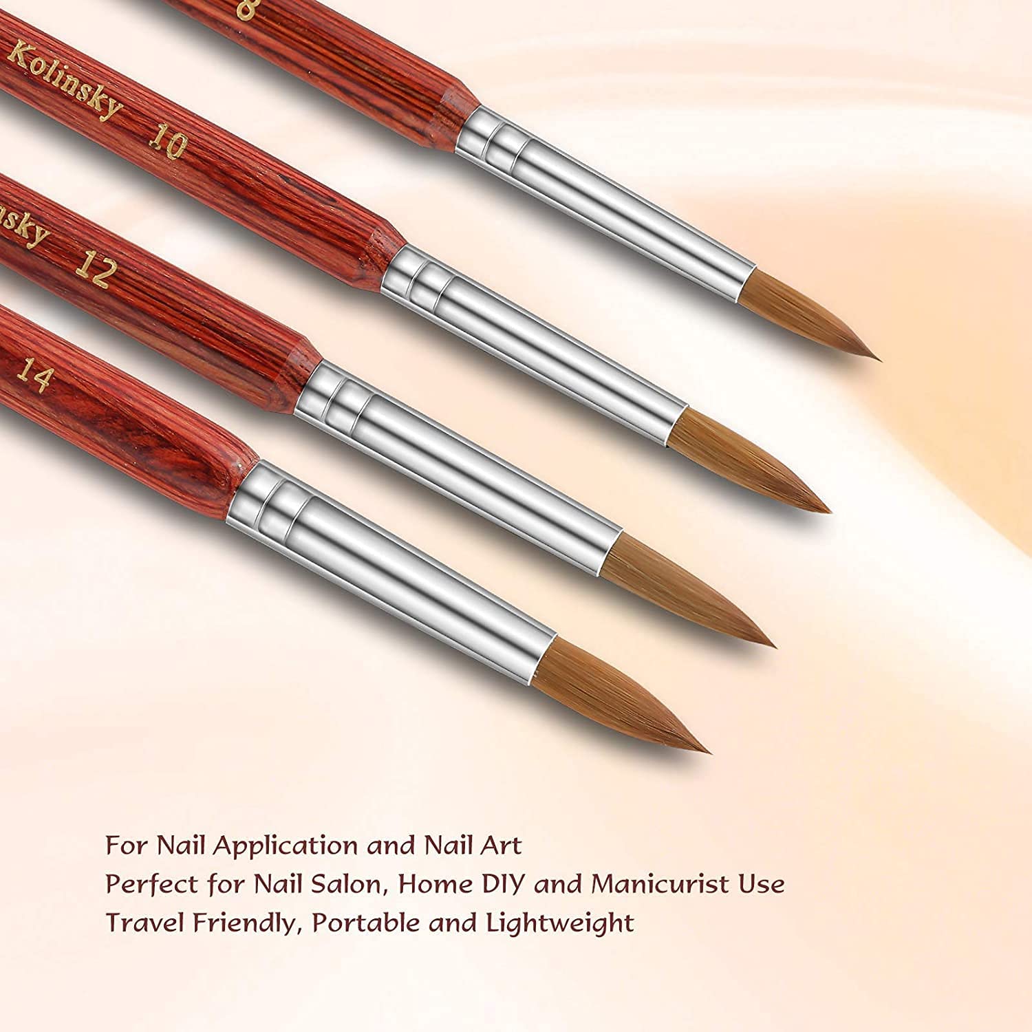 Aokitec Acrylic Nail Brush Set for Acrylic Powder, Nail Brush for Acrylic Application, 100% Oval Kol