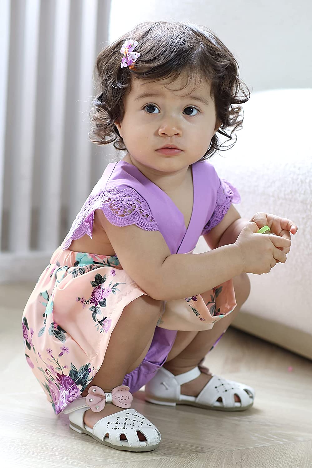 Newborn Infant Baby Girls Summer Clothes Floral Dress Lace Ruffle Sleeve Romper Sunflower Leopard Sk