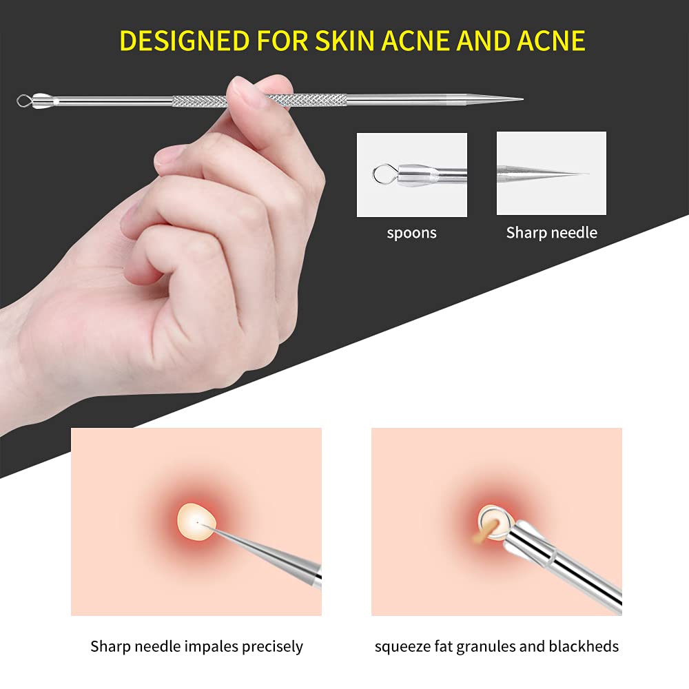 Lamilee Remove Acne Tool Kit Acne Comedone Zit Blackhead Extractor Tool for Nose Face Remover Acne N