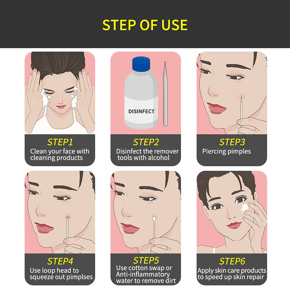 Lamilee Remove Acne Tool Kit Acne Comedone Zit Blackhead Extractor Tool for Nose Face Remover Acne N