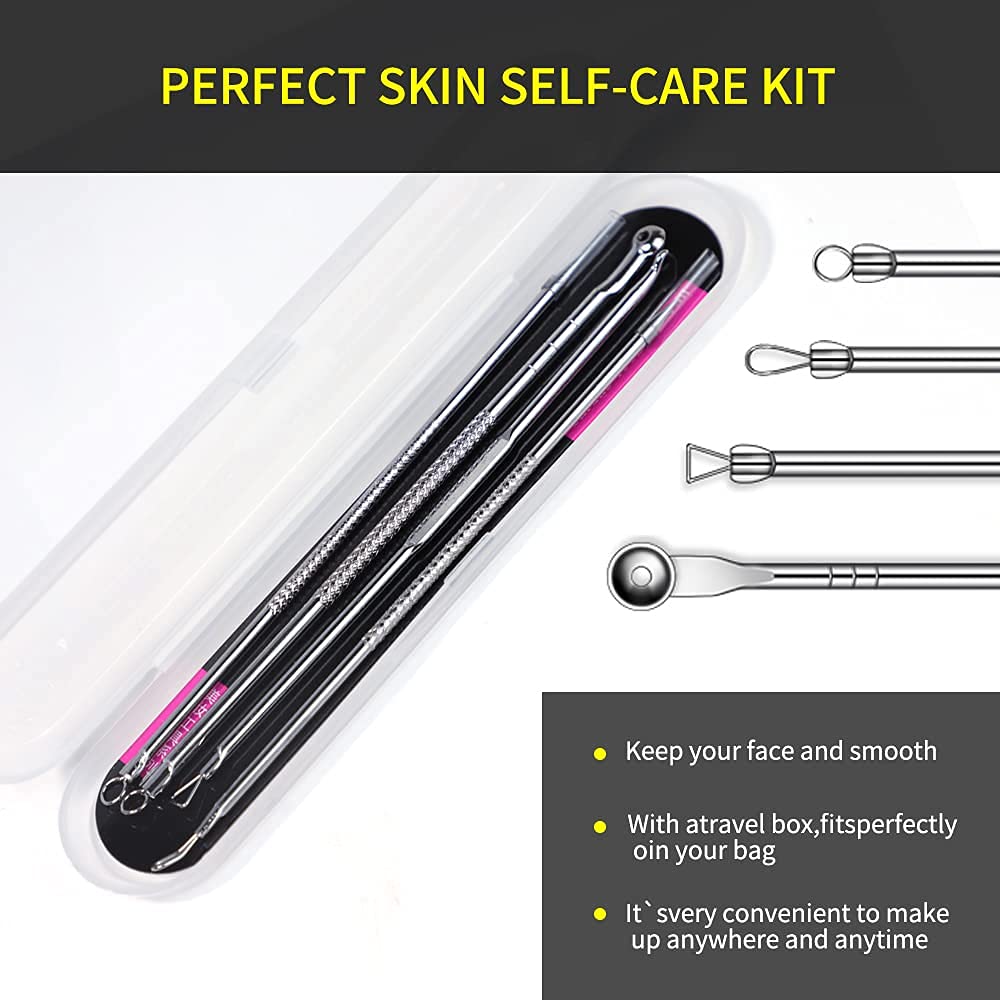 Lamilee Remove Acne Tool Kit Acne Comedone Zit Blackhead Extractor Tool for Nose Face Remover