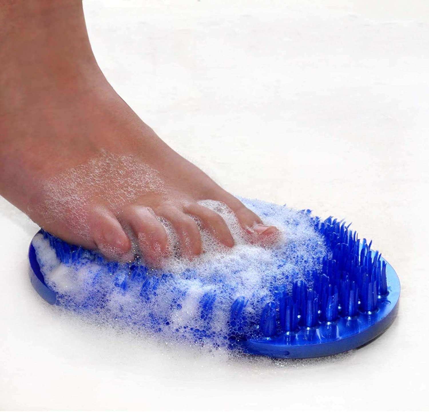 Soapy Toes Travel-Sized Foot Scrubber & Massager (Pearl Blue) - Foot Brush Cleans and Invigorates Fe