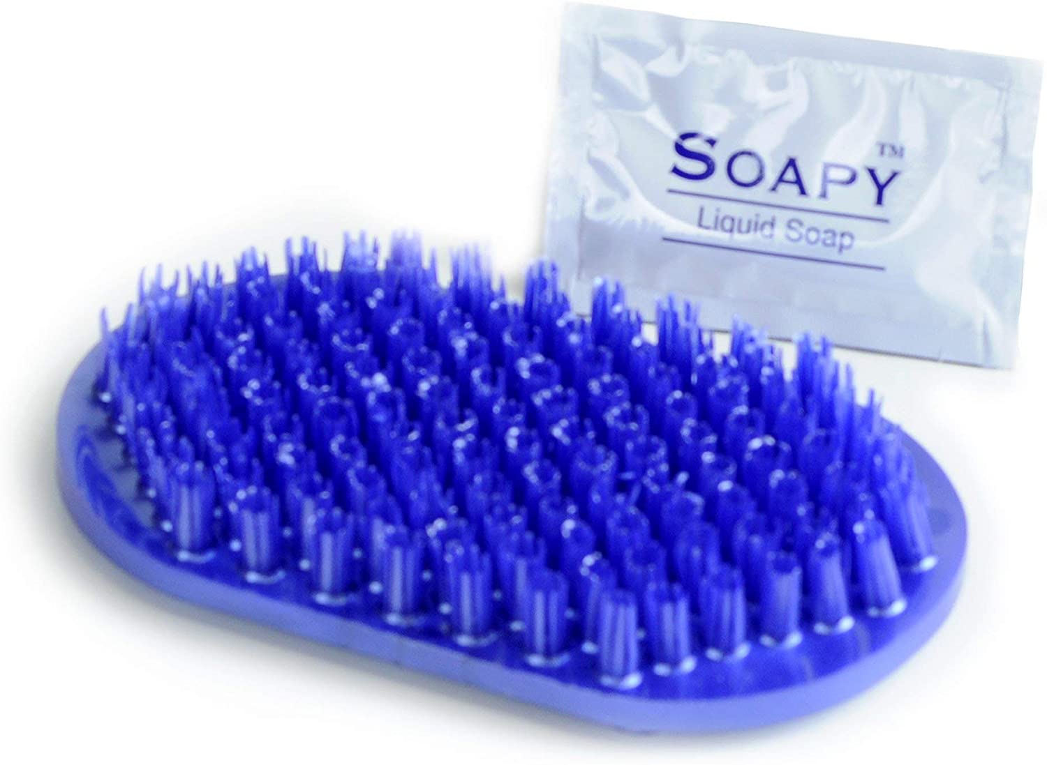 Soapy Toes Travel-Sized Foot Scrubber & Massager (Pearl Blue) - Foot Brush Cleans and Invigorates Fe