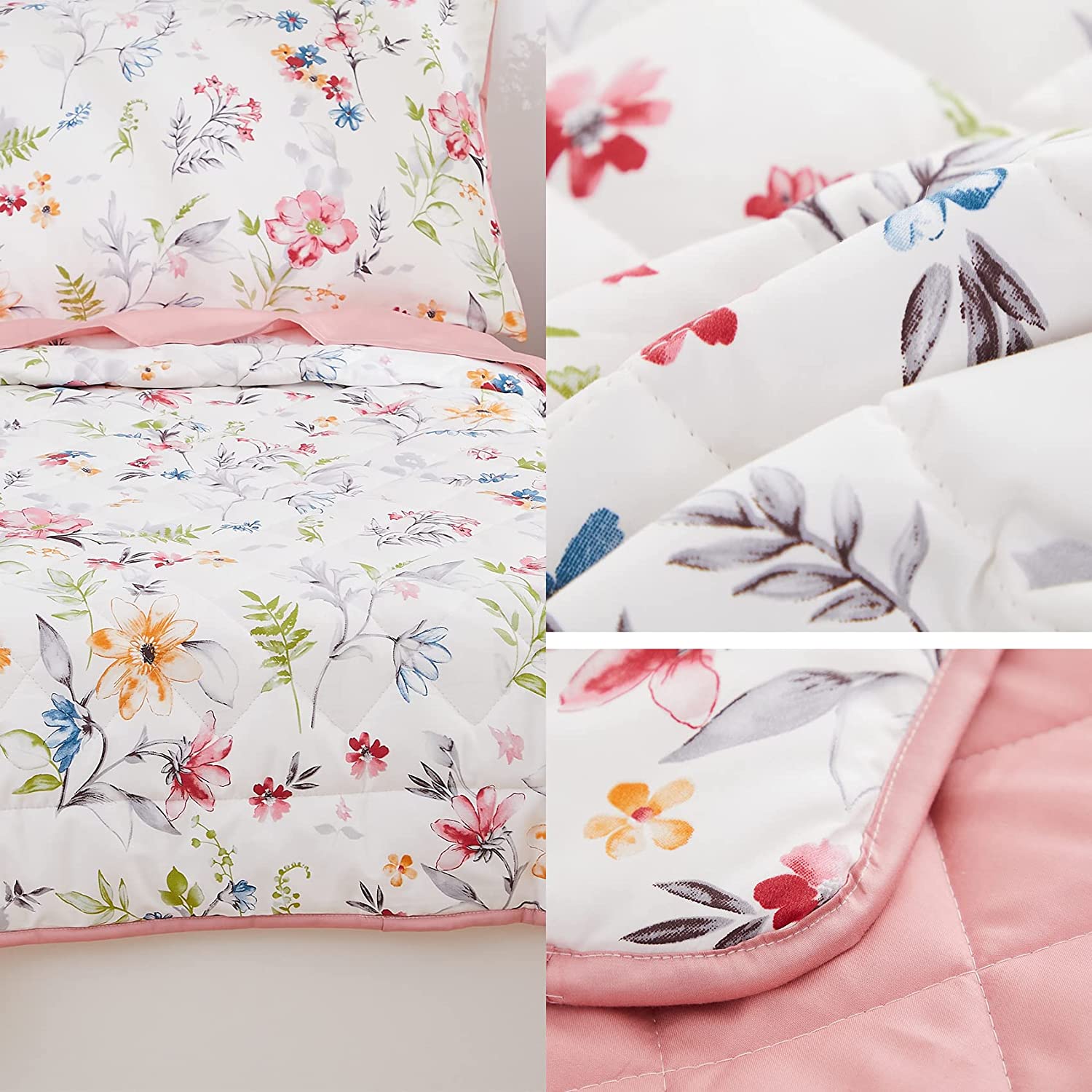 Brandream Watercolor Flowers Leave Toddler Bedding Sets for Girls Chic Floral Cotton Baby Nursery Co