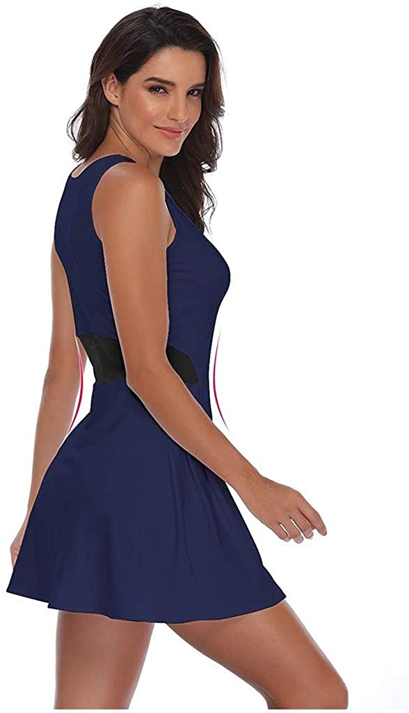 Dosoop Women Tennis Dress,Sleeveless Sport Dress Running Golf Badminton Workout Casual Girl