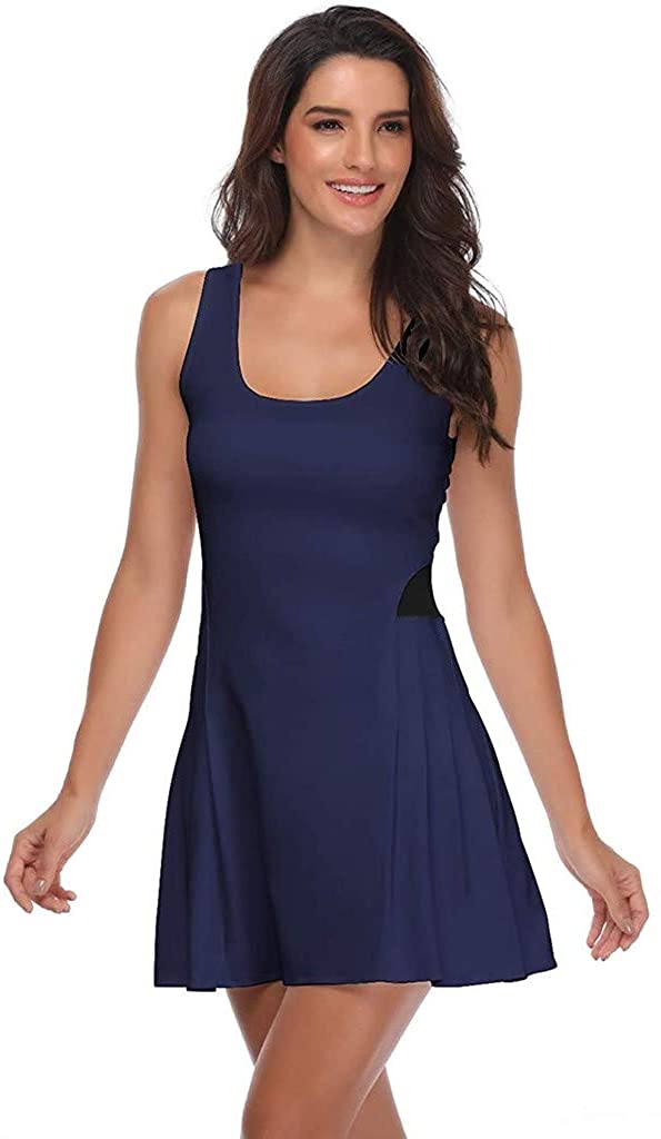 Dosoop Women Tennis Dress,Sleeveless Sport Dress Running Golf Badminton Workout Casual Girl