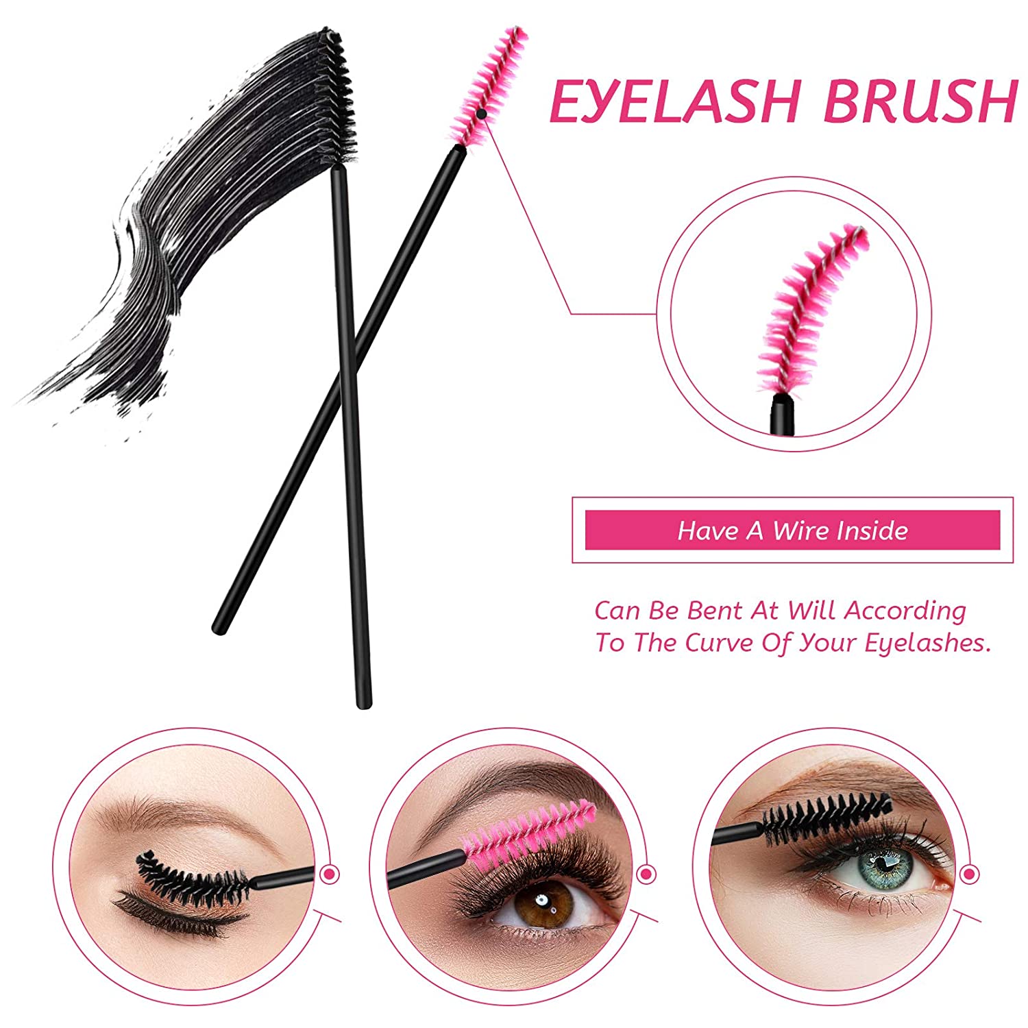 263 Pieces Makeup Applicators Tools Kit, Include 50 Disposable Eyeliner Brushes 112 Mascara Wands Ey