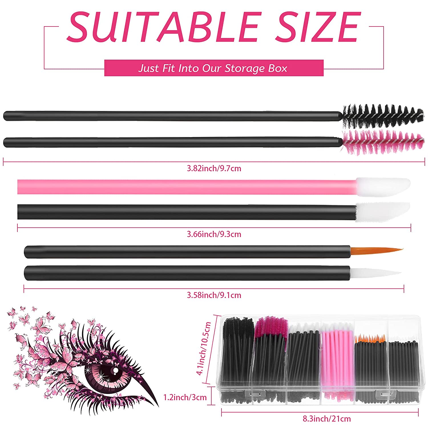 263 Pieces Makeup Applicators Tools Kit, Include 50 Disposable Eyeliner Brushes 112 Mascara Wands Ey
