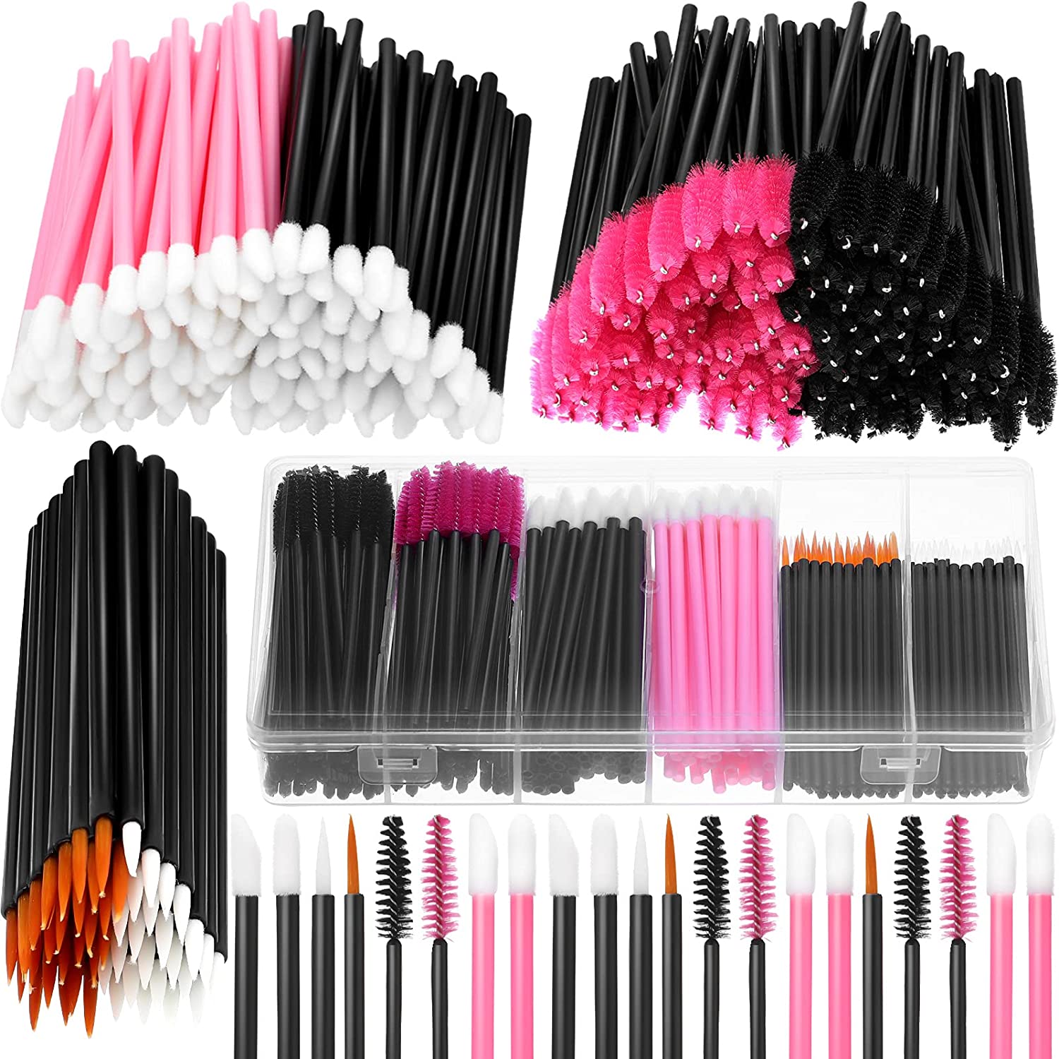 263 Pieces Makeup Applicators Tools Kit, Include 50 Disposable Eyeliner Brushes 112 Mascara Wands Ey