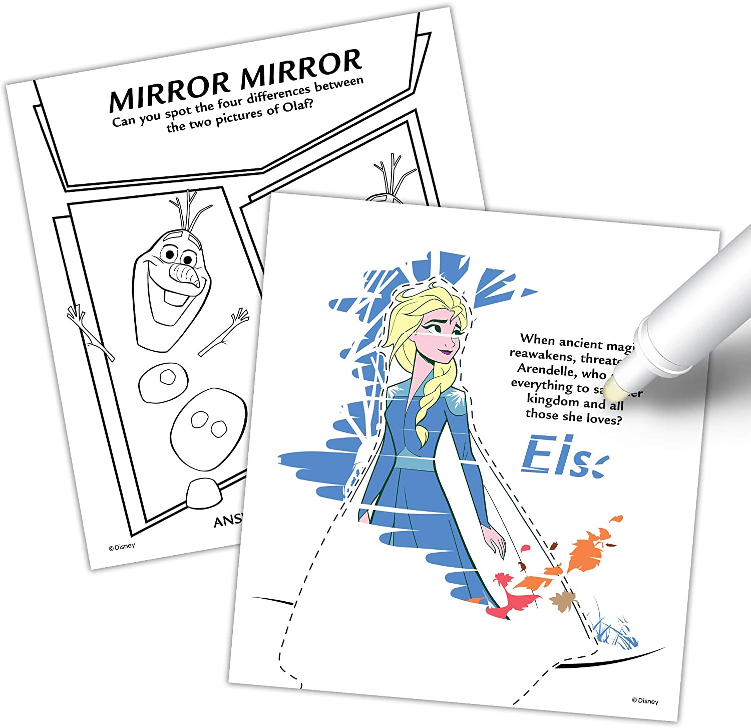 Disney Frozen 2 Anna and Elsa 24 Page Imagine Ink Magic Pictures and 1 Mess-Free Marker 45811 Bendon
