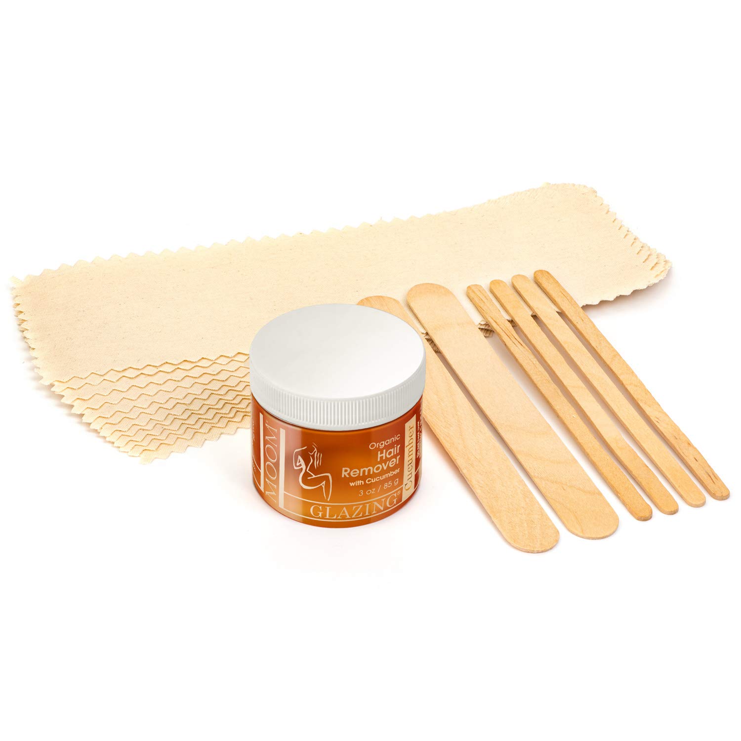 MOOM Organic Sugar Wax Kit for Hair Removal with Cucumber & Agar Agar - Natural Sugaring Glaze for B