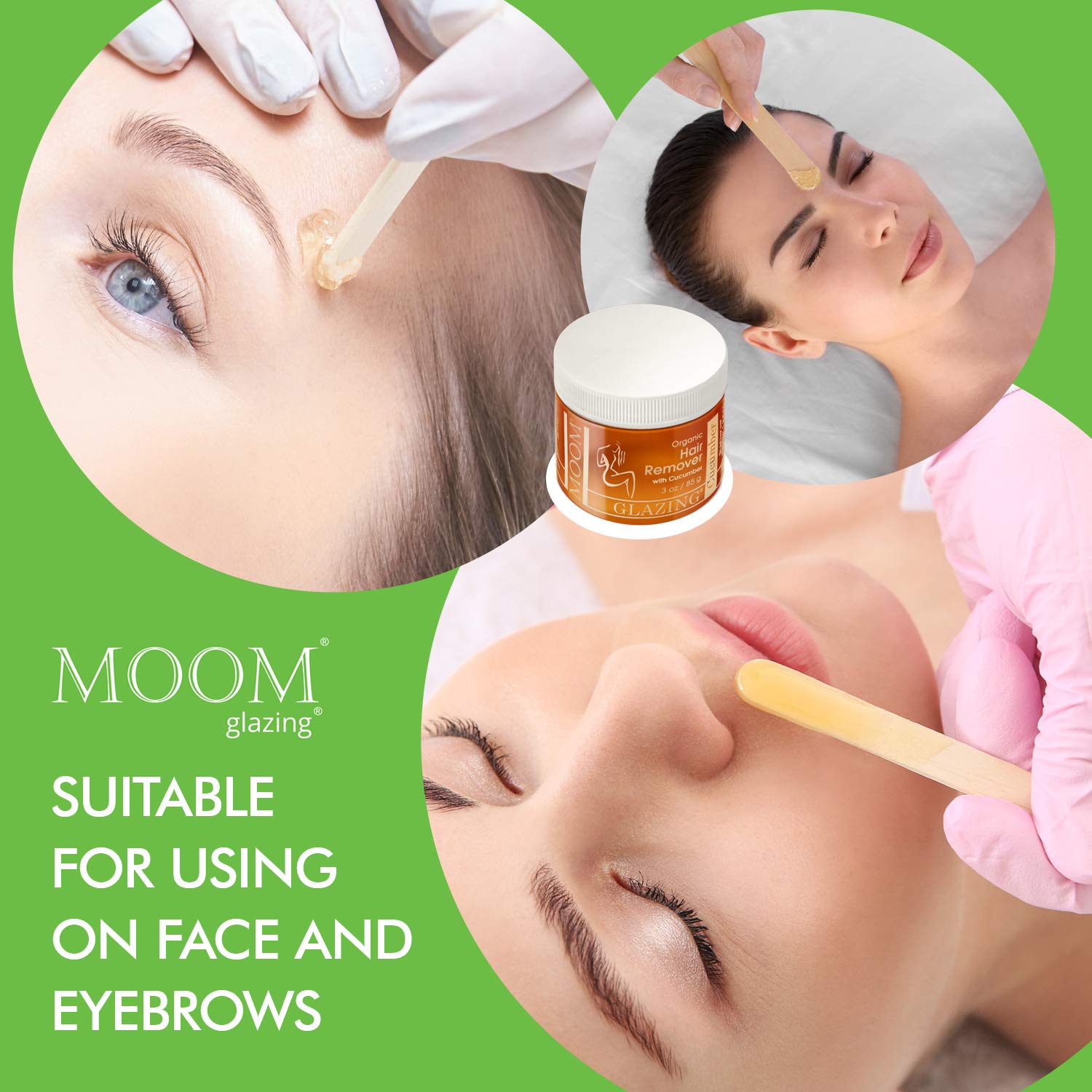 MOOM Organic Sugar Wax Kit for Hair Removal with Cucumber & Agar Agar - Natural Sugaring Glaze for B