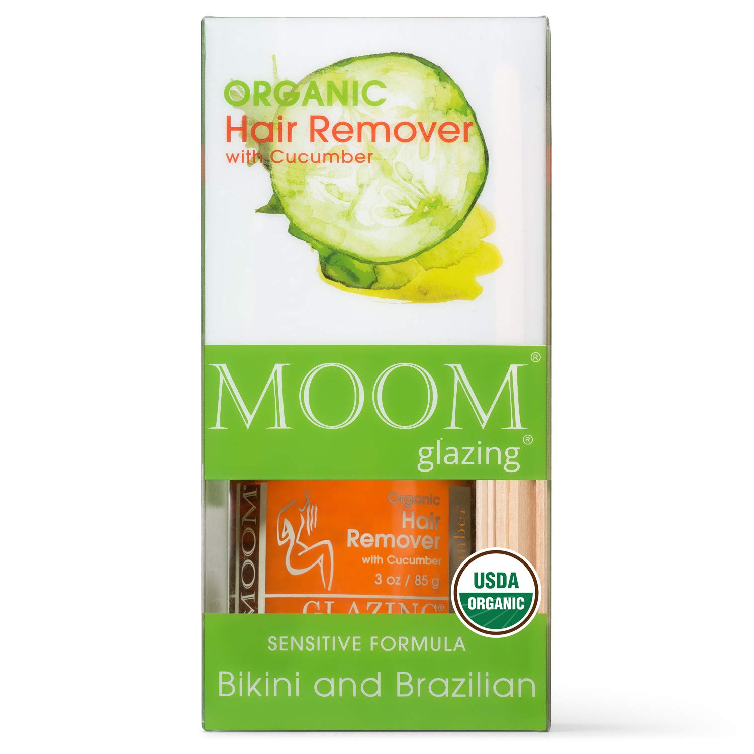 MOOM Organic Sugar Wax Kit for Hair Removal with Cucumber & Agar Agar - Natural Sugaring Glaze for B