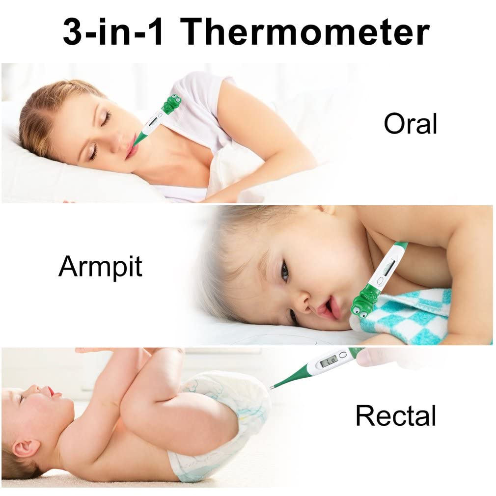 Digital Thermometer, Accurate Oral Underarm Rectal Temperature Thermometer, Flexible Tip & Waterproo