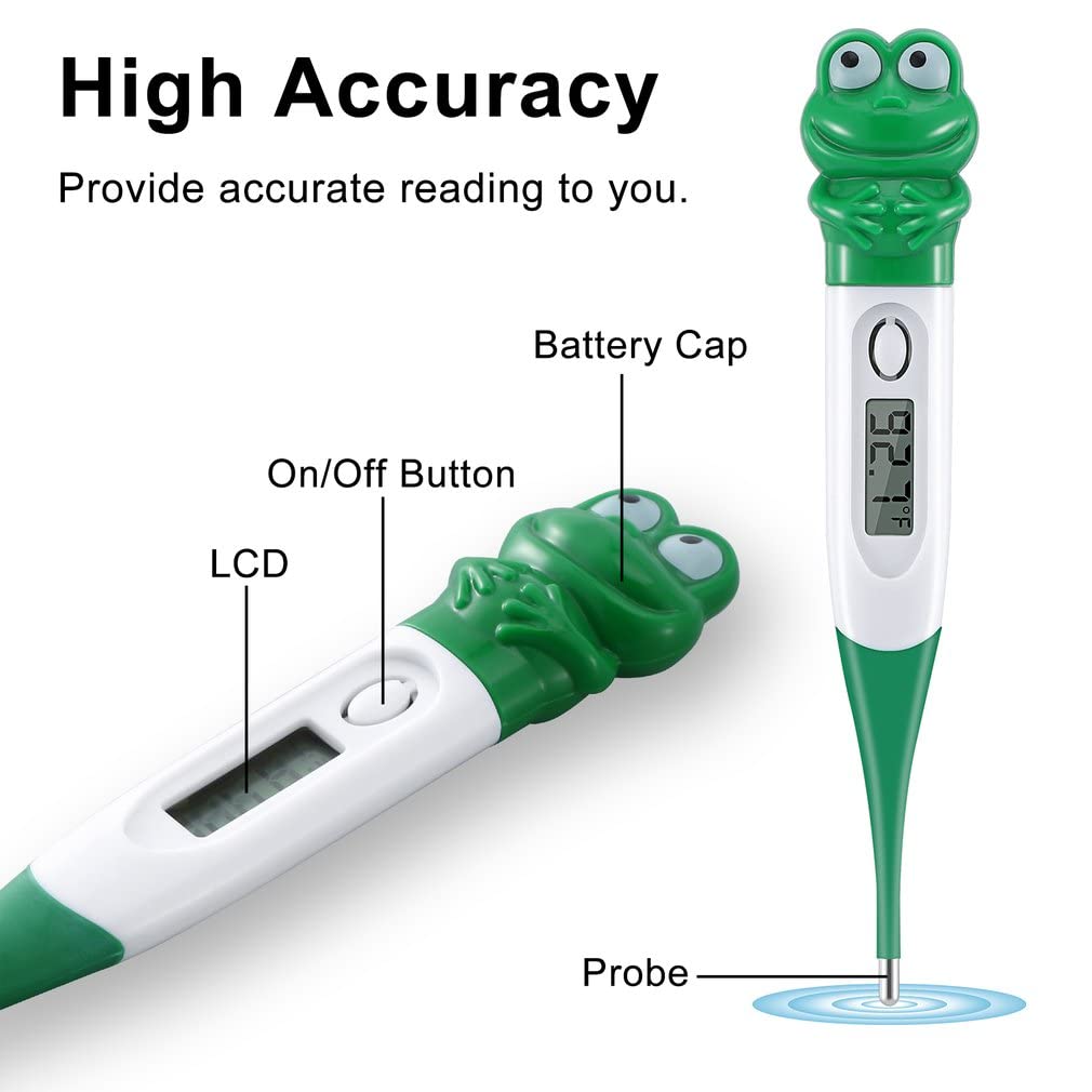 Digital Thermometer, Accurate Oral Underarm Rectal Temperature Thermometer, Flexible Tip & Waterproo