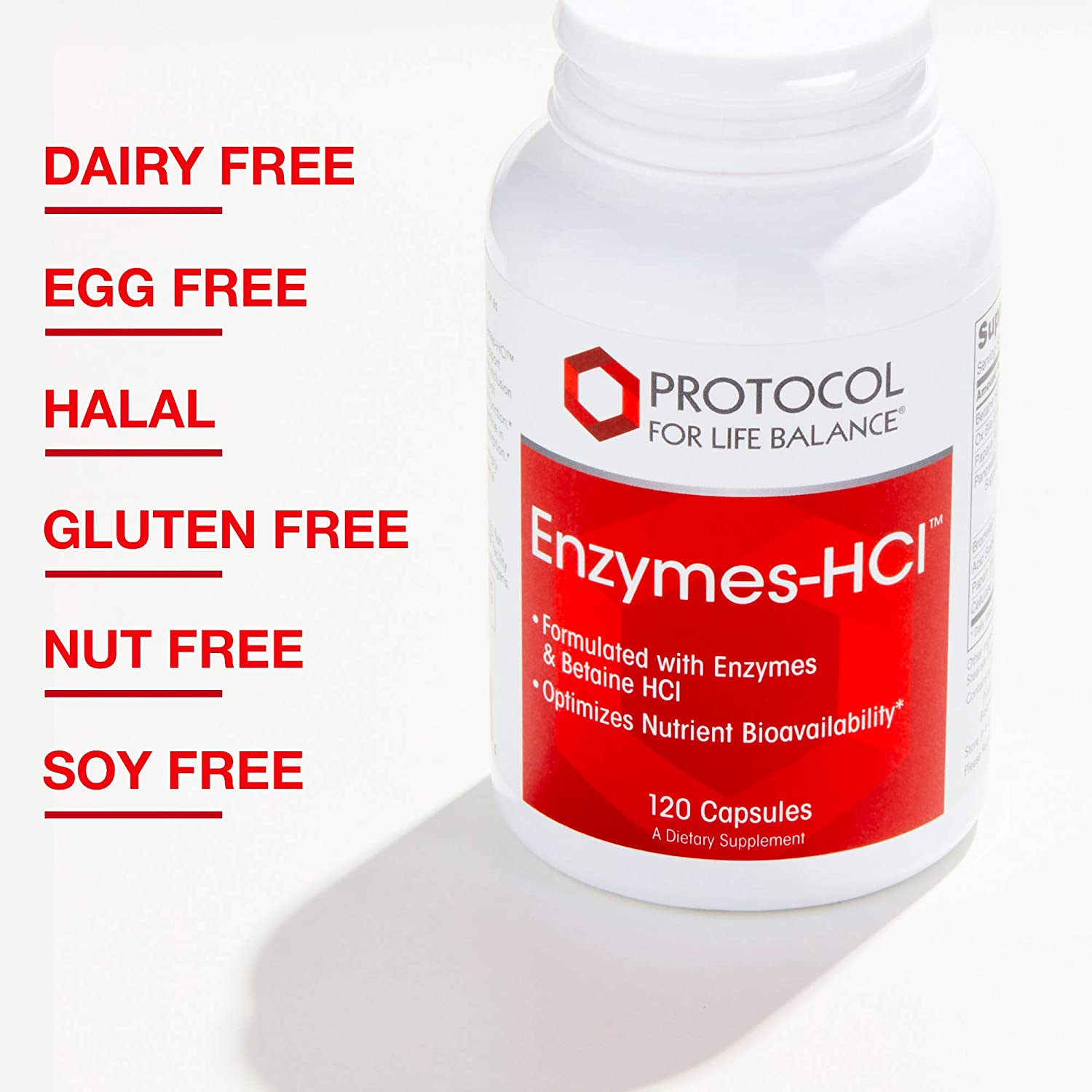 Protocol Enzymes-HCl - Betaine HCl and Digestive Enzymes with Bromelain - 120 Caps