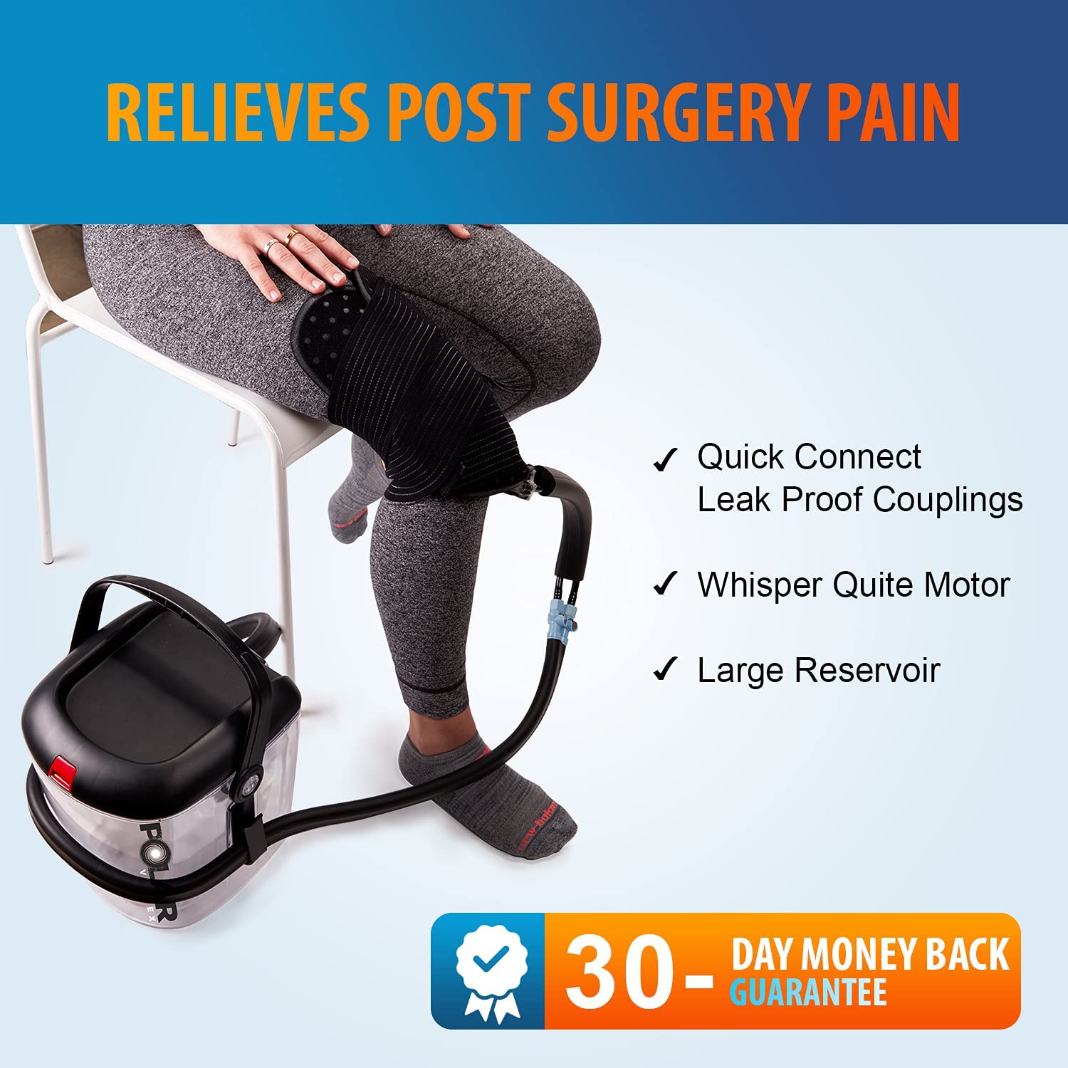 Cold Water Therapy System Kit by Polar Vortex - Ice Circulation Machine with 3-Strap Knee/Elbow/Shou