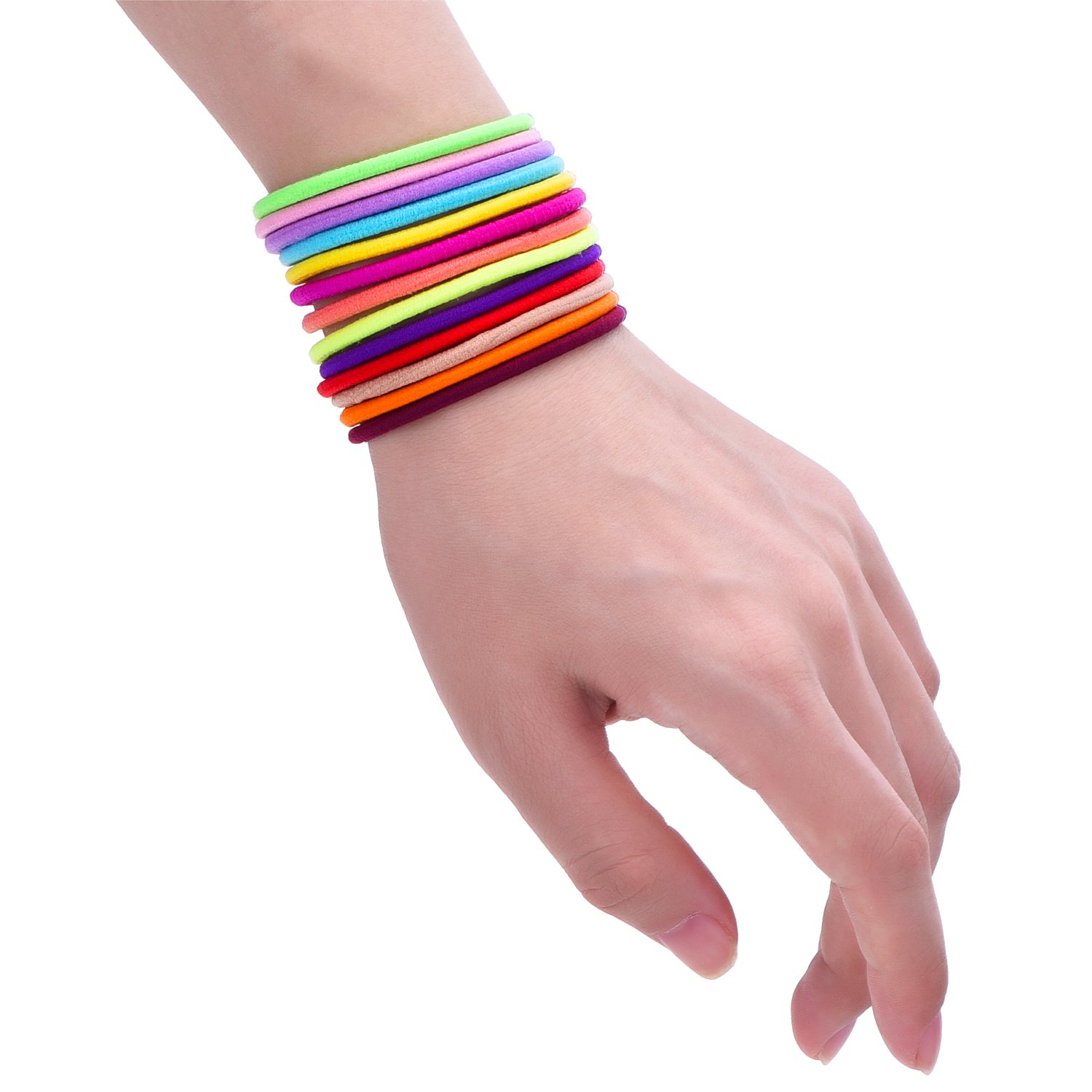 100 Pieces Hair Elastics Hair Ties Ponytail Holders Hair Bands (5 x 0.3 cm, Multicolor)