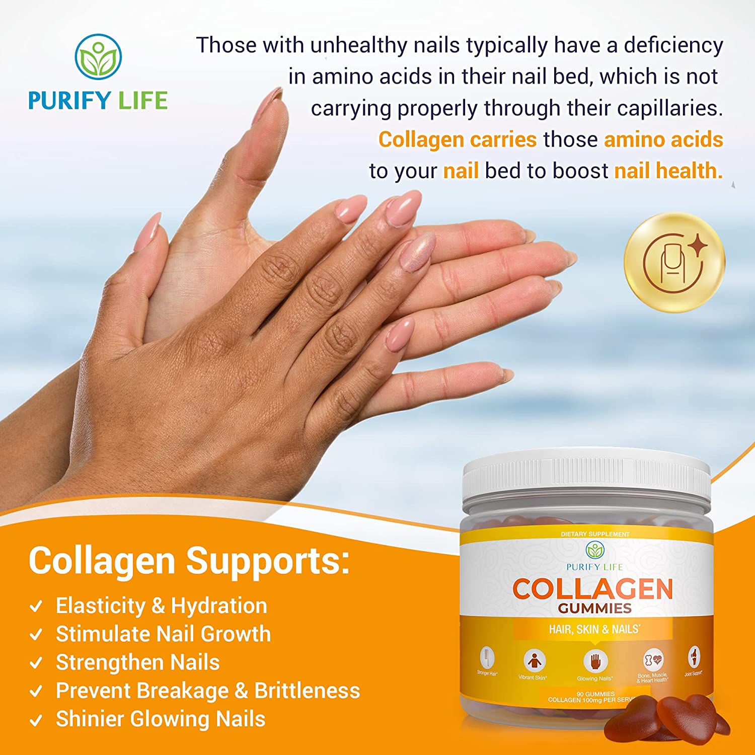 Collagen Gummies for Womens Hair Growth, Healthier Skin & Nails (Bulk 90 Gummies) Joint Care Vitamin