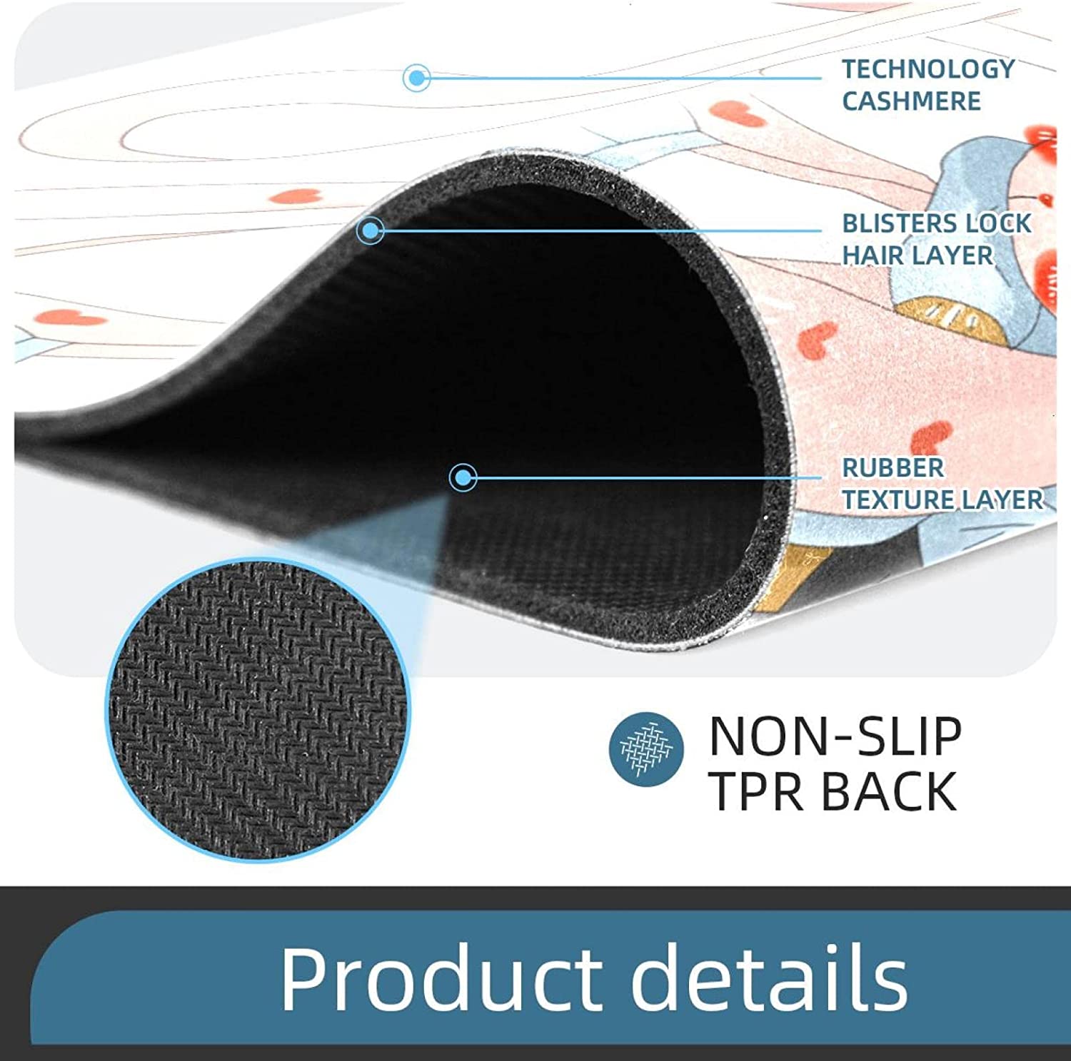 Mouse Pad Cute Girl Mouse Mat Waterproof Non-Slip Rubber Base for Office Home Gaming Working 18x28 i