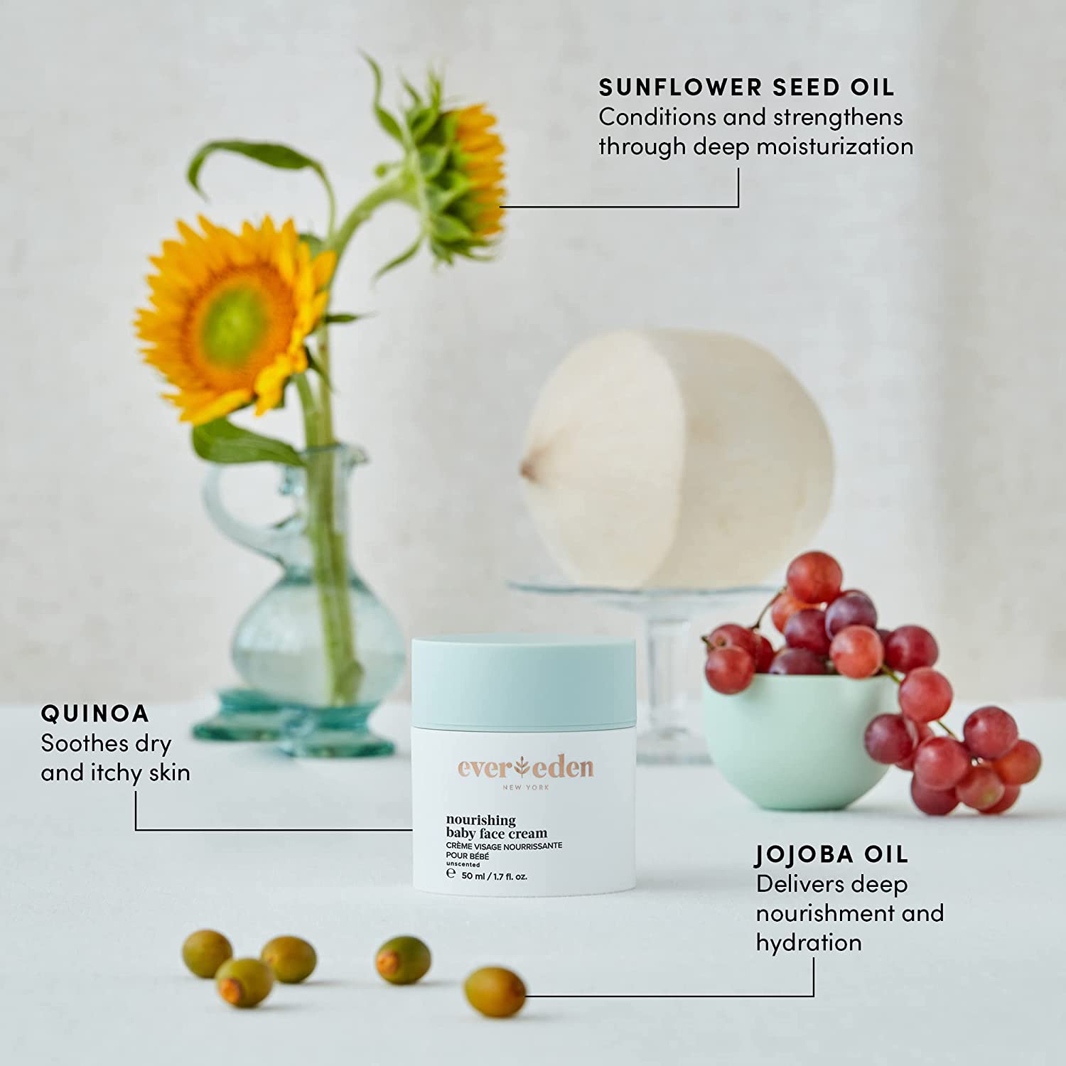 Evereden Nourishing Baby Face Cream 1.7 oz | Clean and Natural Baby Care | Non-toxic and Fragrance F