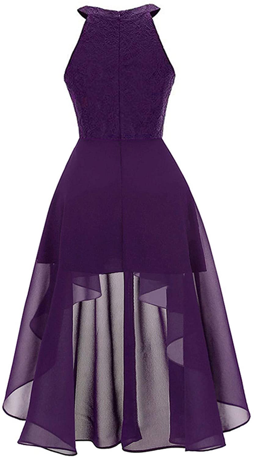 haoricu Women Summer Casual Off Shoulder Short Sleeve Lace Irregular Hem Party Dress