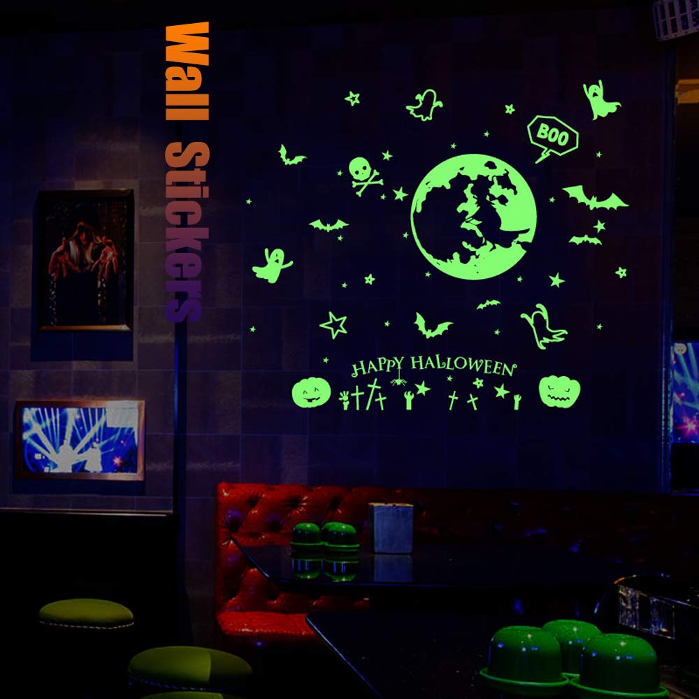 Glow in The Dark Ceiling or Wall Sticker,Halloween Party Decoration Supplies,Idea Halloween Wall Dec