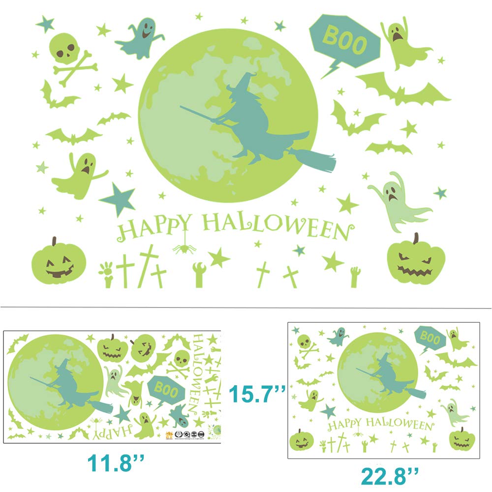 Glow in The Dark Ceiling or Wall Sticker,Halloween Party Decoration Supplies,Idea Halloween Wall Dec