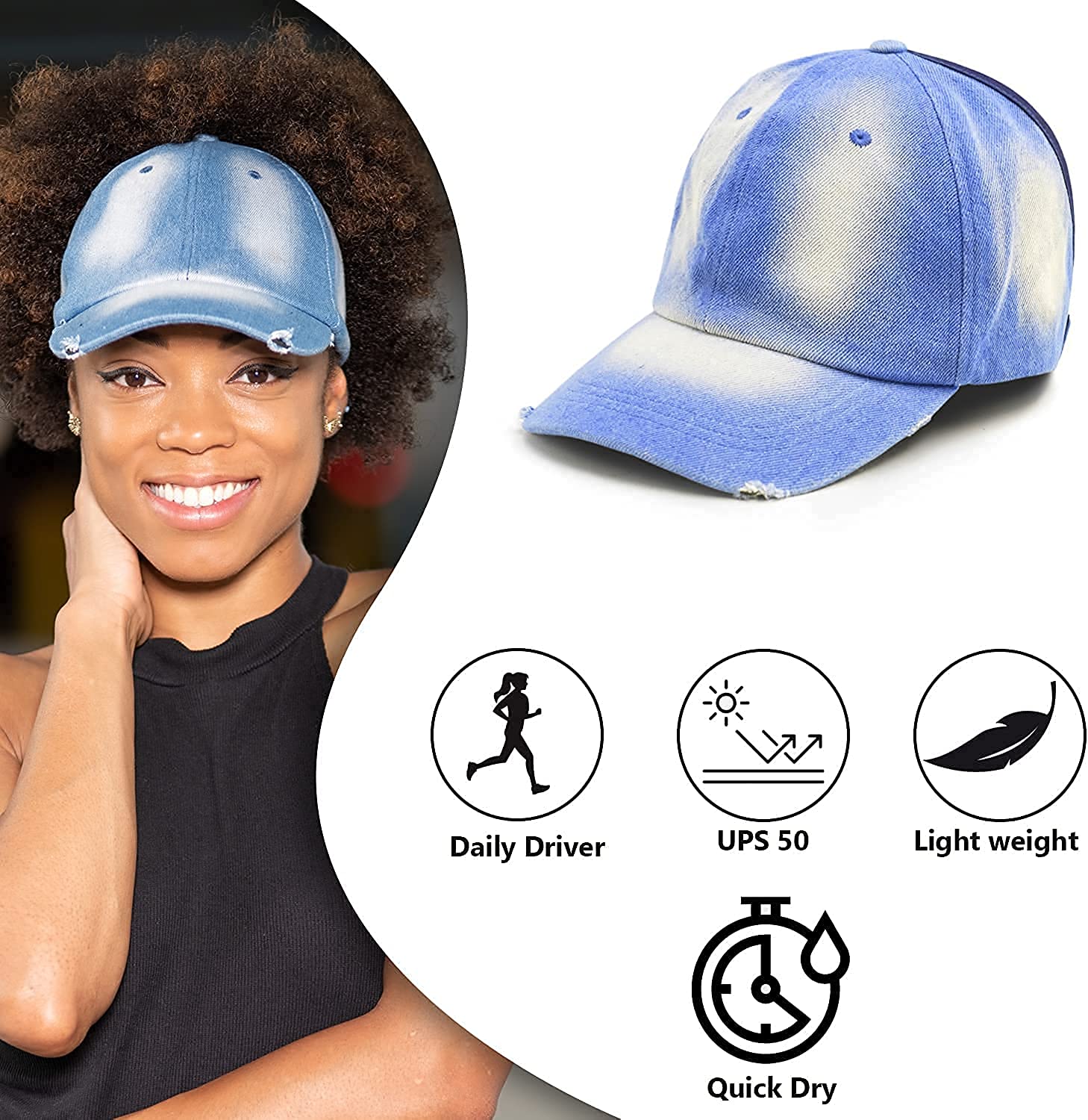 Beautifully Warm Satin Lined Baseball Hat for Women | Ponytail Hat for Curly Natural Hair | Backless