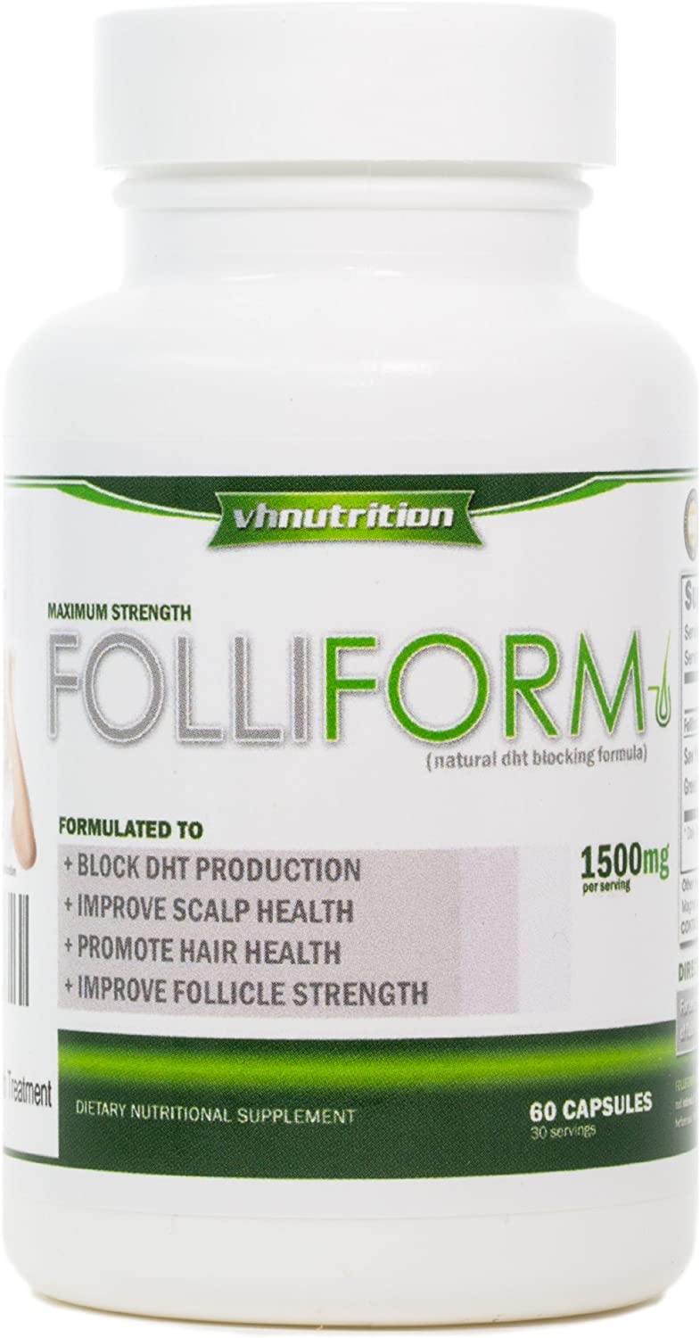 Folliform | DHT Blocker for Men and Women | 1500mg Natural Hair Loss Supplement | Saw Palmetto Pygeu