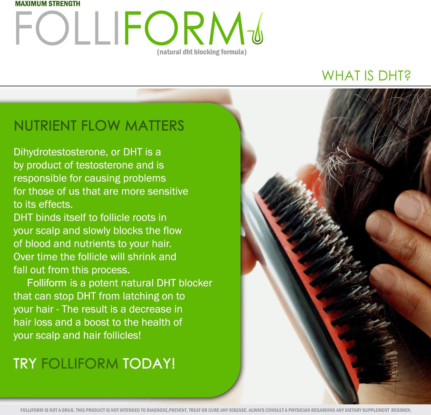 Folliform | DHT Blocker for Men and Women | 1500mg Natural Hair Loss Supplement | Saw Palmetto Pygeu