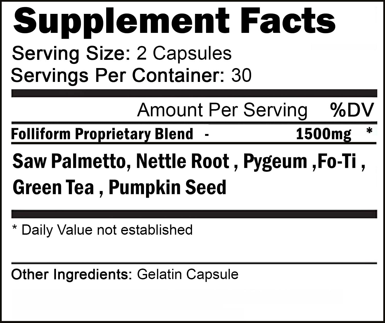 Folliform | DHT Blocker for Men and Women | 1500mg Natural Hair Loss Supplement | Saw Palmetto Pygeu