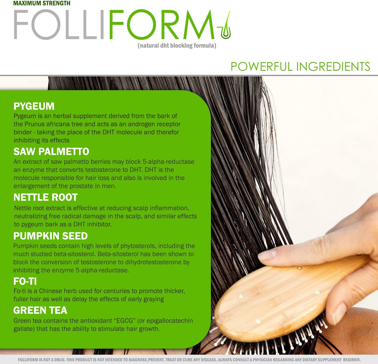 Folliform | DHT Blocker for Men and Women | 1500mg Natural Hair Loss Supplement | Saw Palmetto Pygeu