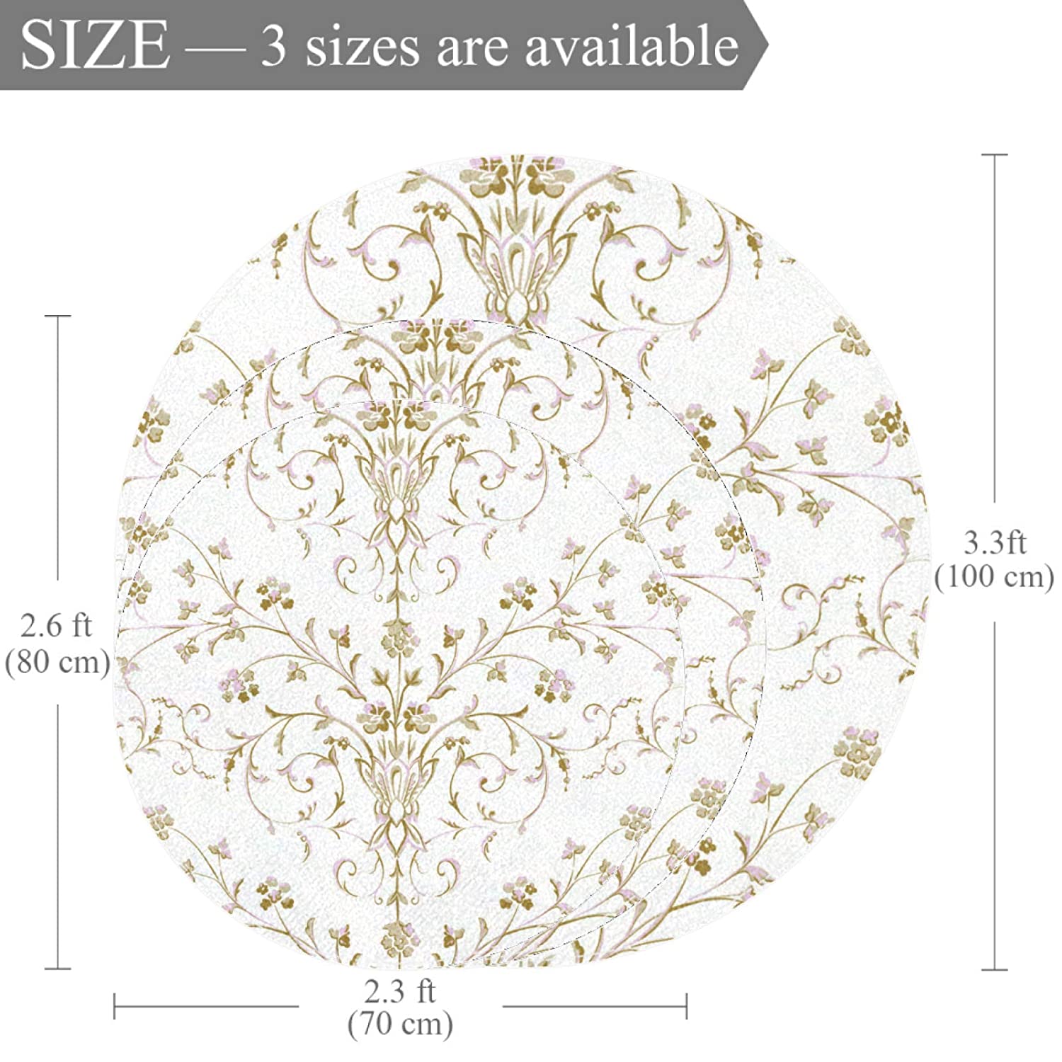 Round Soft Area Rugs for Baby Kids Girls Room Simple Pattern Cute Circle Nursery Carpet for Bedroom