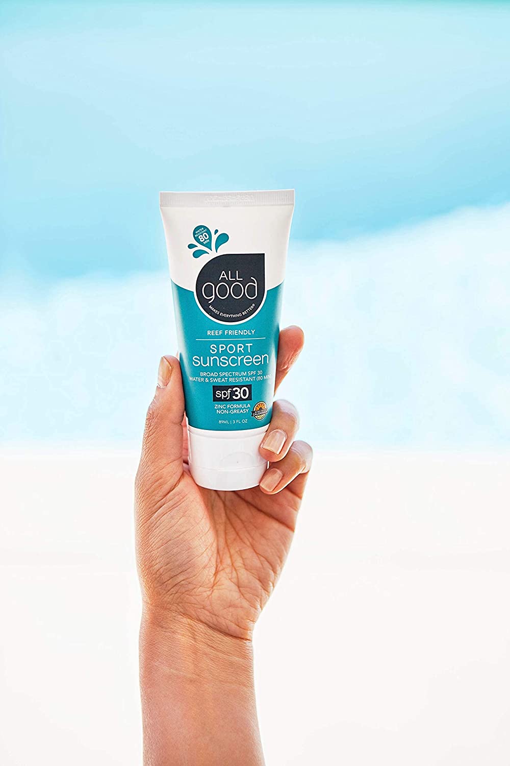 All Good Sport Face & Body Sunscreen Lotion - UVA/UVB Broad Spectrum SPF 30+, Water Resistant, Coral