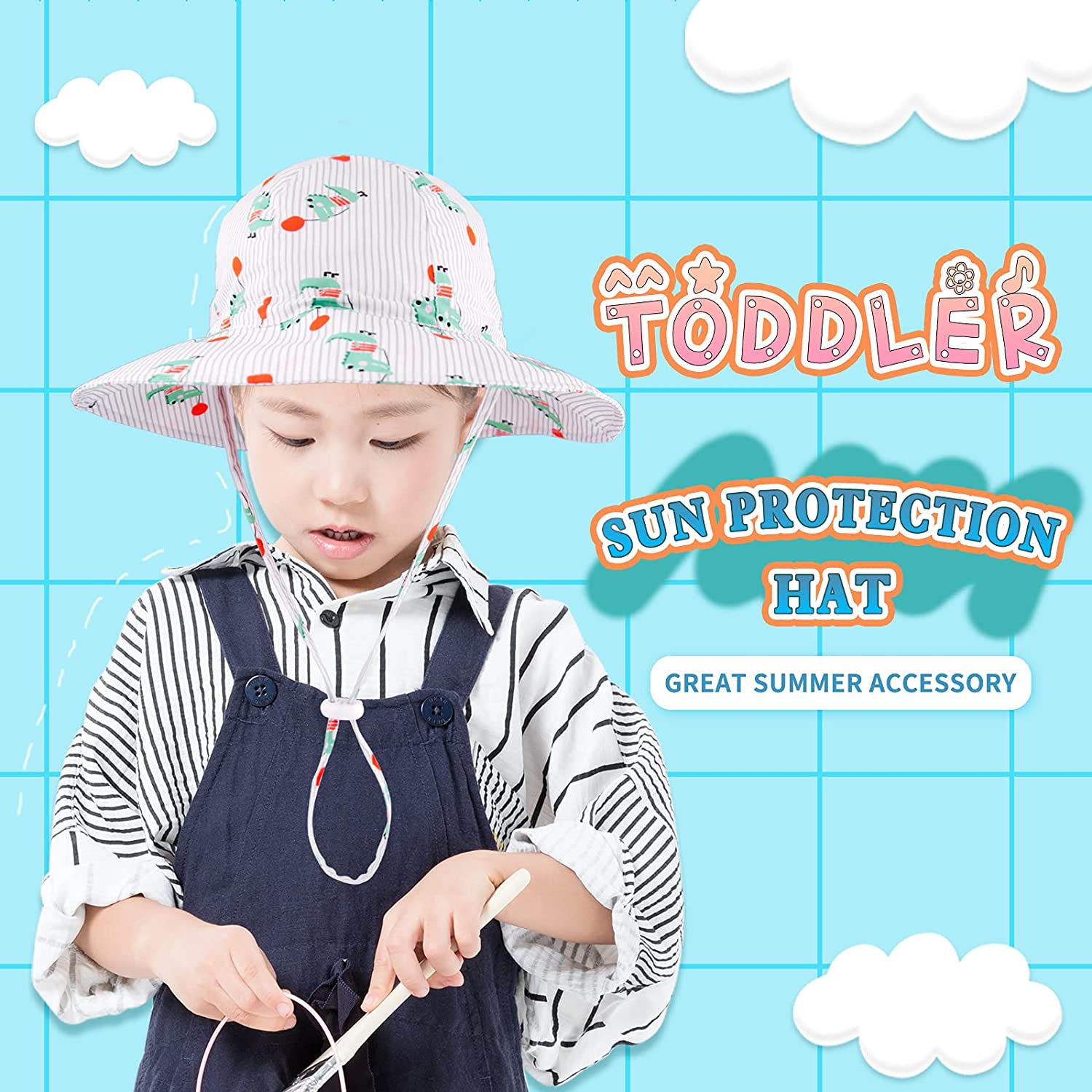 Baby Girls Sun Hat Kids Summer Swim Bucket Hats Toddler Boys Adjustable Beach Caps Wide Brim UPF 50+