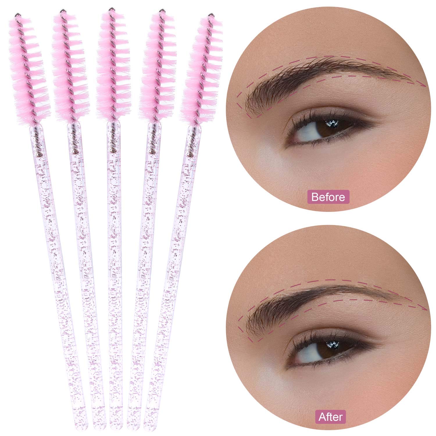 Tbestmax 200 Disposable Eyelash Brush Mascara Wands Spoolies for Eye Lashes Extension Eyebrow and Ma