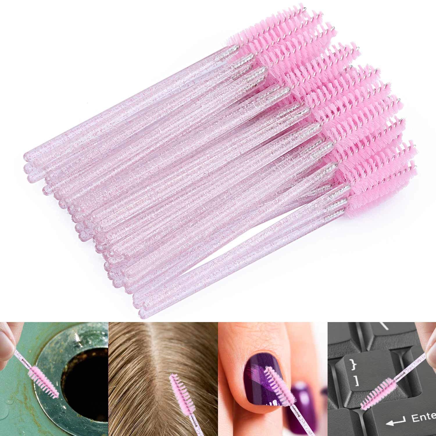 Tbestmax 200 Disposable Eyelash Brush Mascara Wands Spoolies for Eye Lashes Extension Eyebrow and Ma