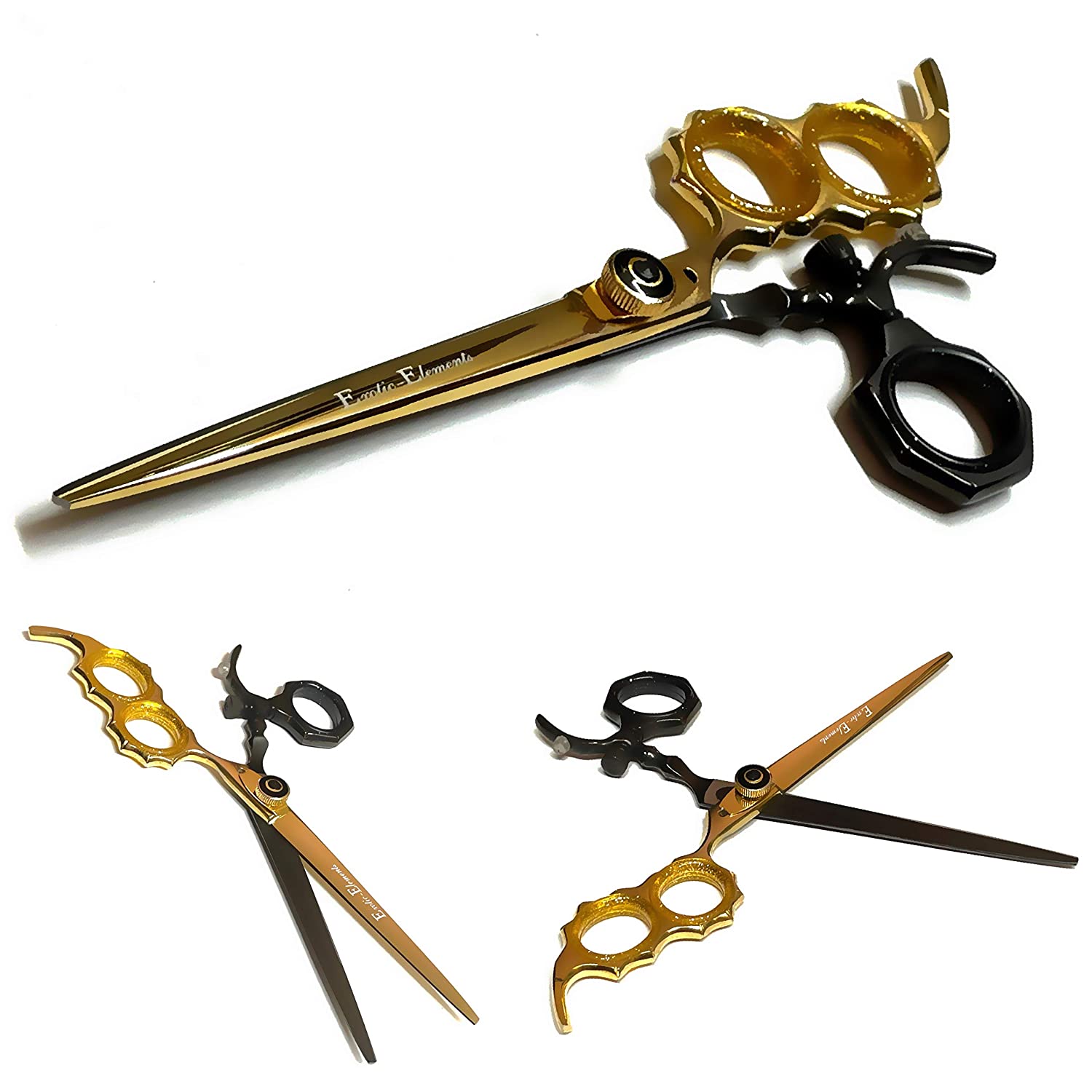 Gold and Black Hair Cutting Shears - Barbershop Beauty Salon Professional Scissors for All Hair Type